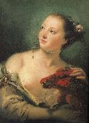 Giovanni Battista Tiepolo There are parrot portrait of young woman oil